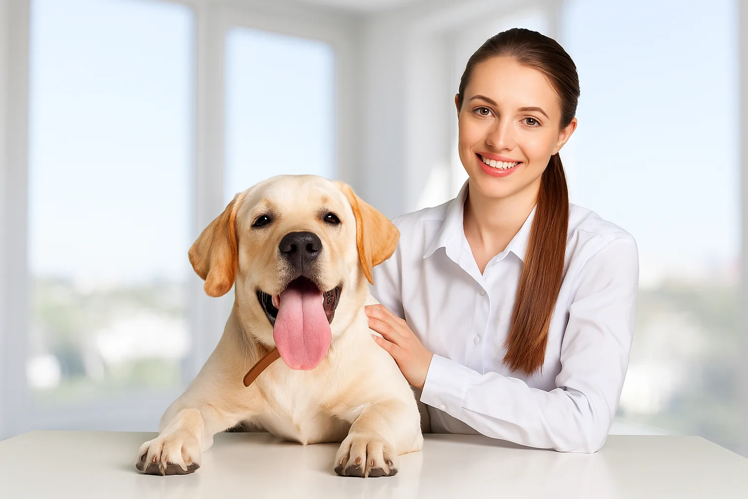 Veterinario atendiendo a mascota